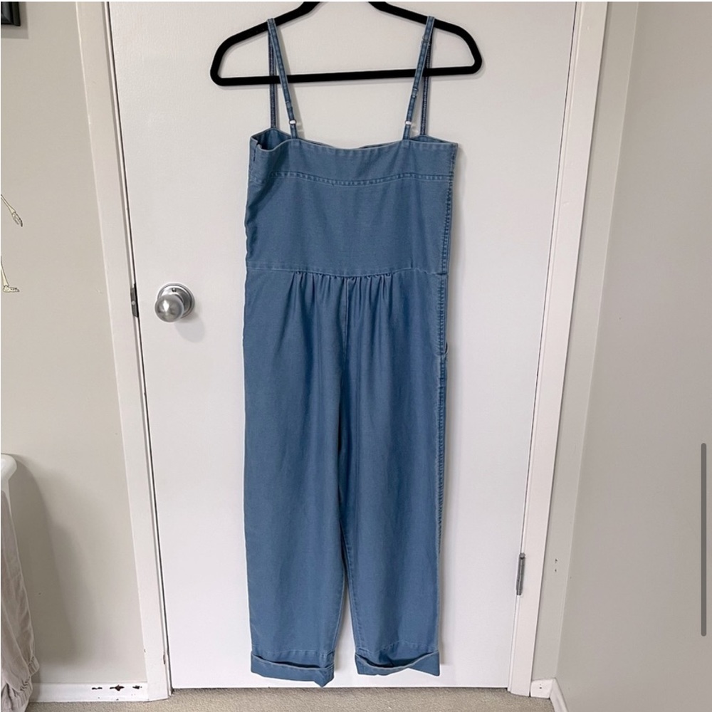 Caron Callahan Bethany Square Neck Sleeveless Denim Jumpsuit Blue LIKE NEW - Picture 4 of 16
